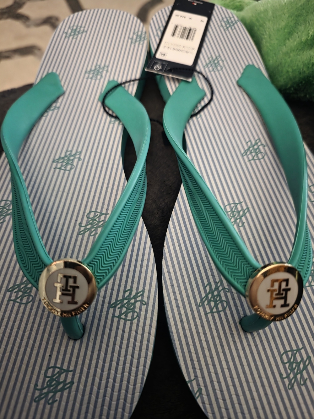 Tommy Hilfiger Teal Flip Flop Sandals - Women's